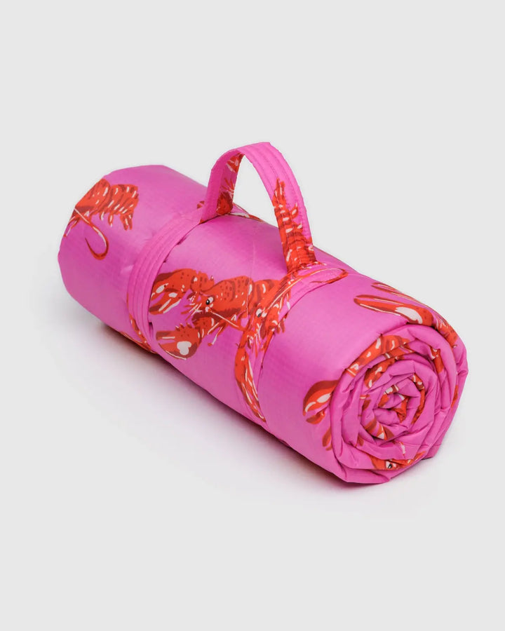 Puffy Picnic Blanket - Pink Lobster