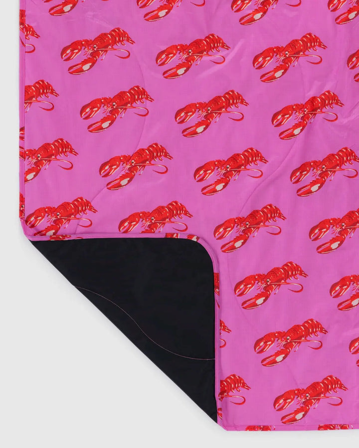 Puffy Picnic Blanket - Pink Lobster