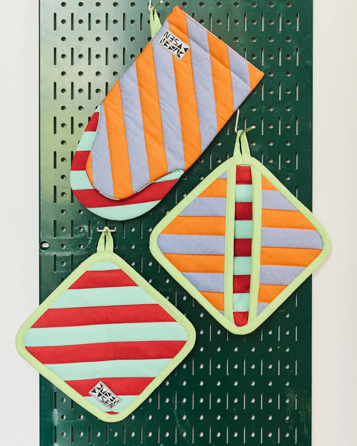 Striped Oven Mitts