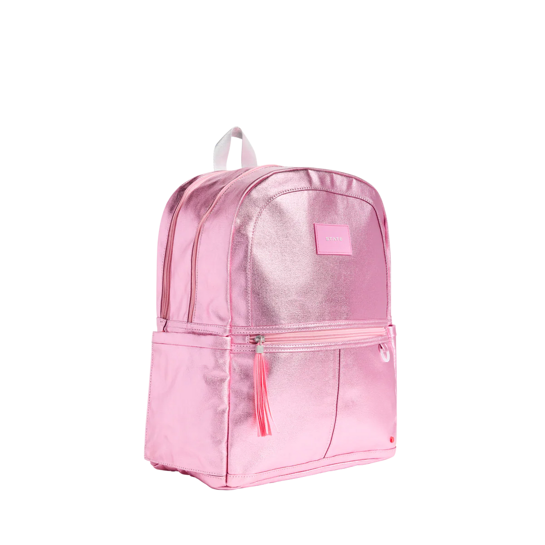 Kane Double Pocket Backpack - Pink/Silver