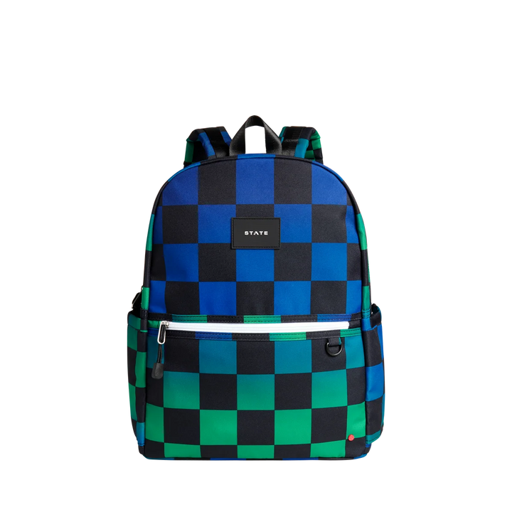 Kane Double Pocket Backpack - Blue Checkerboard