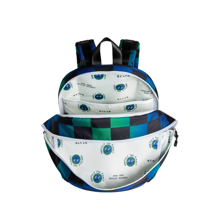 Kane Double Pocket Backpack - Blue Checkerboard