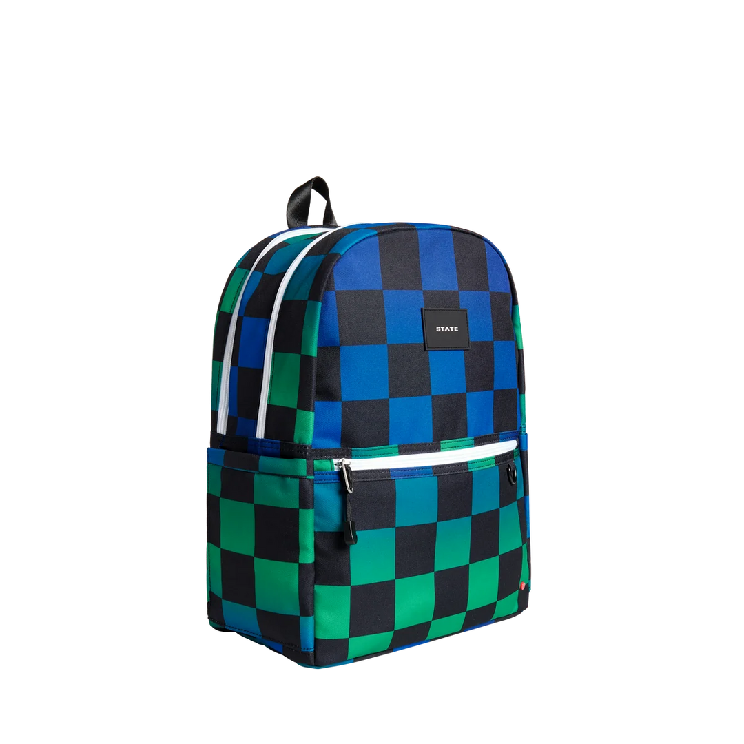 Kane Double Pocket Backpack - Blue Checkerboard