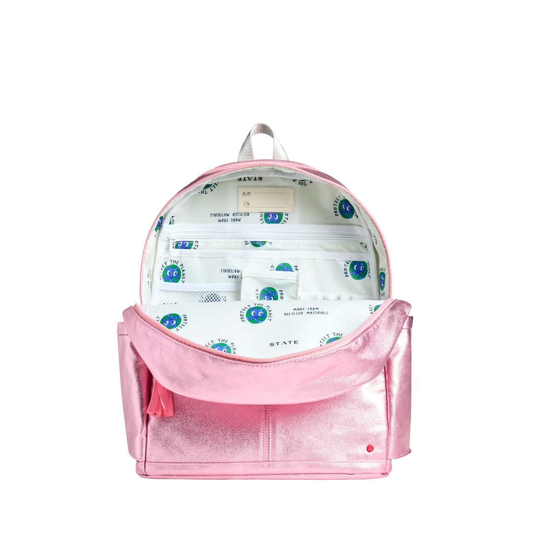 Kane Double Pocket Backpack - Pink/Silver