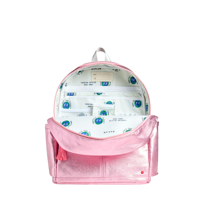 Kane Double Pocket Backpack - Pink/Silver