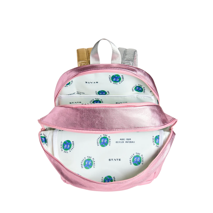 Kane Double Pocket Backpack - Pink/Silver