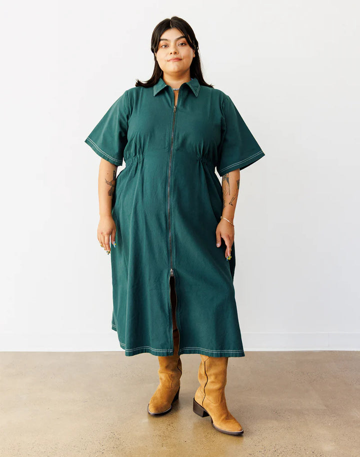 Long Utility Dress - Hunter Green