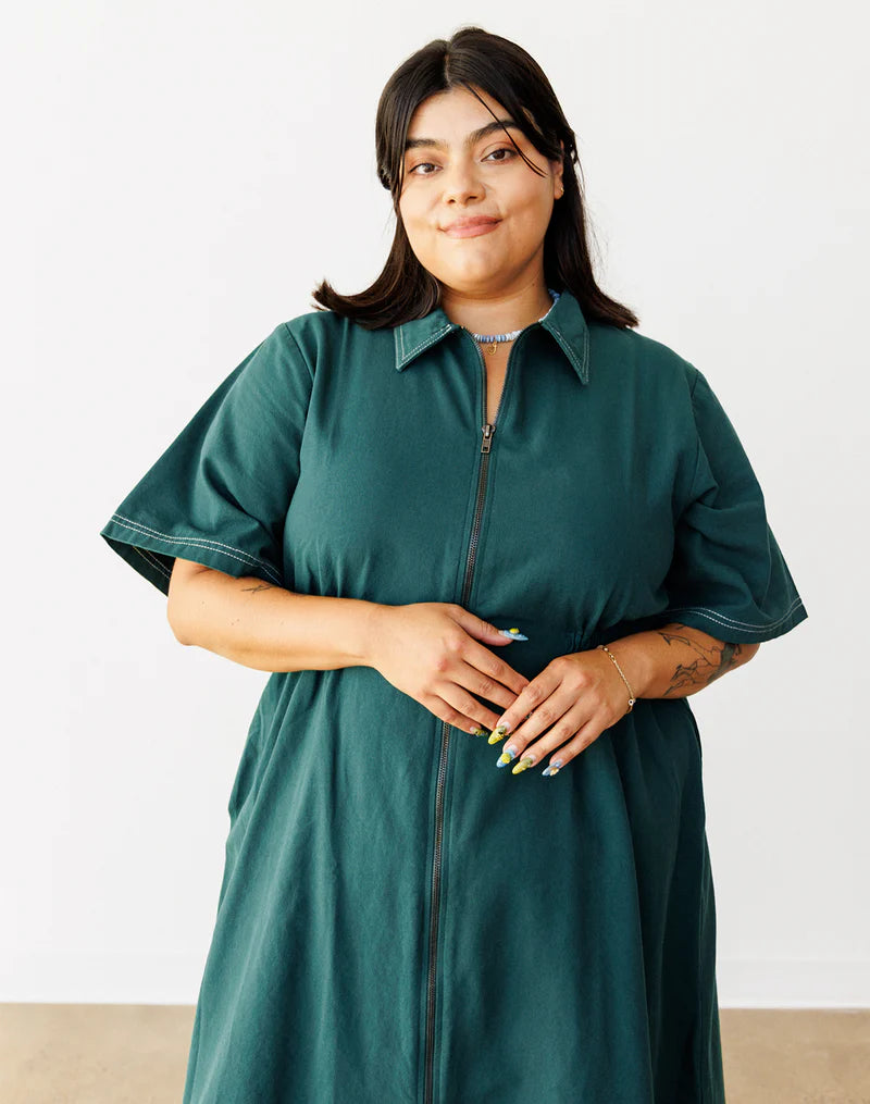 Long Utility Dress - Hunter Green