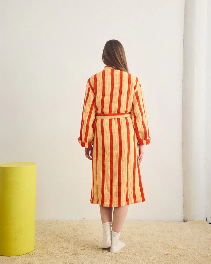 Stripe Waffle Bathrobe - Warm