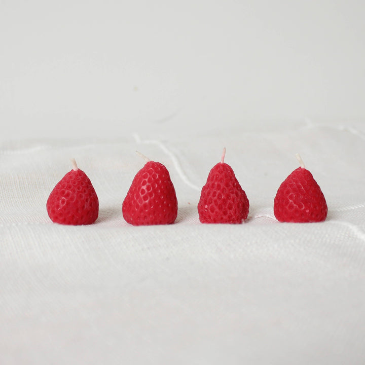 Strawberry Beeswax Birthday Candles - 4 count