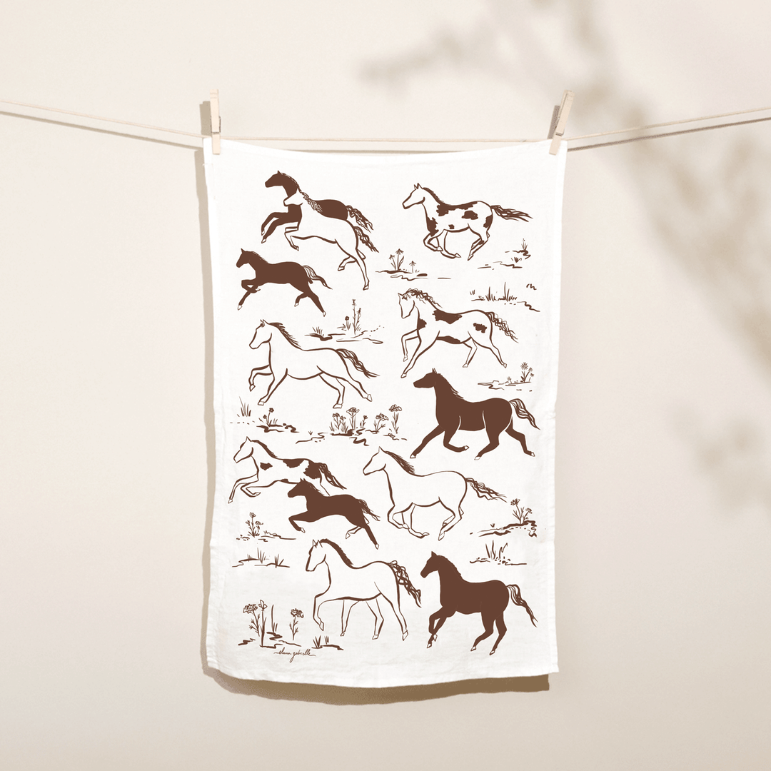 Wild Horses Linen Tea Towel