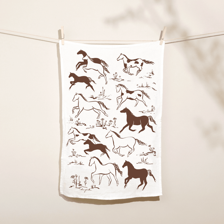 Wild Horses Linen Tea Towel
