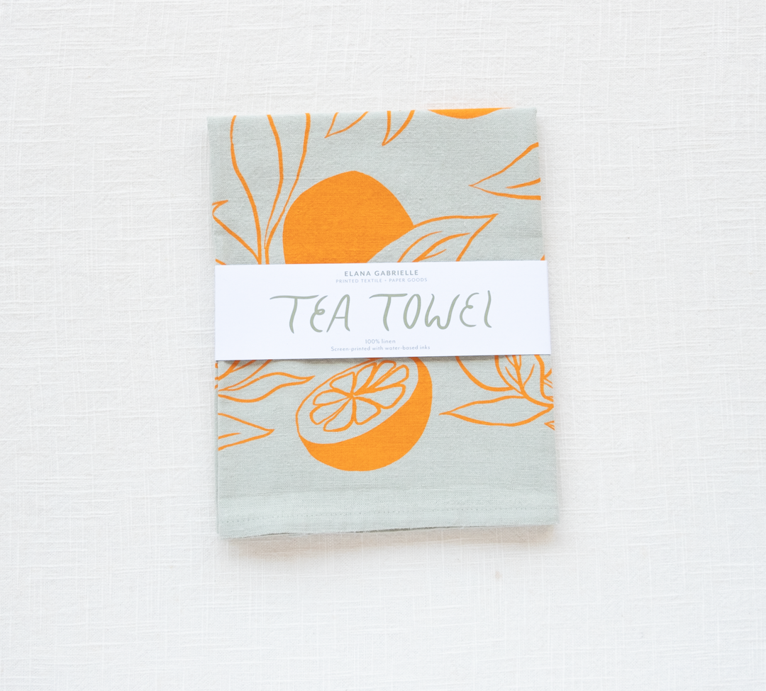 Clementine Linen Tea Towel