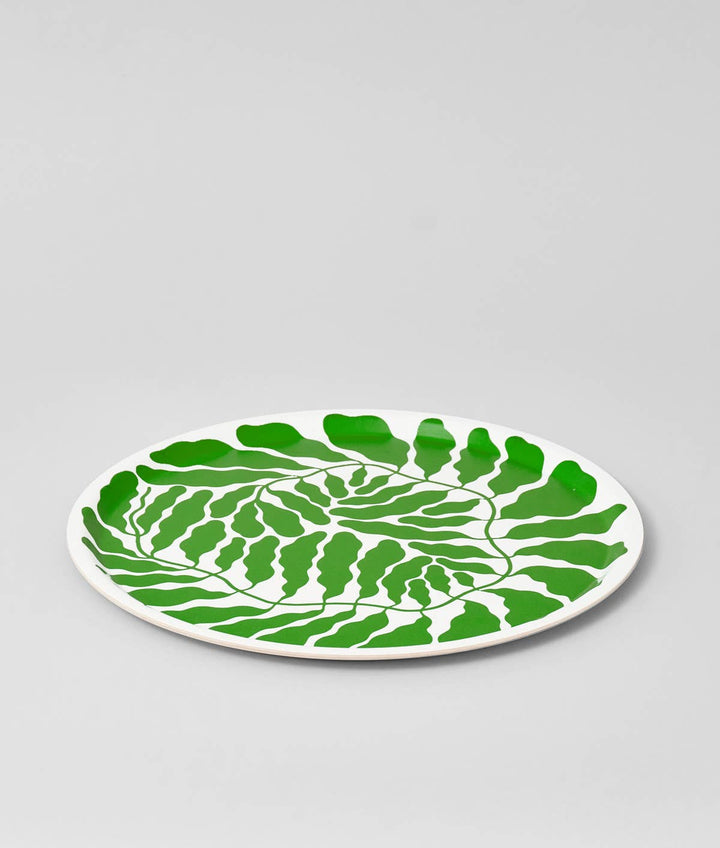 Spring Green Leaves Large Round 12" Serving Tray
