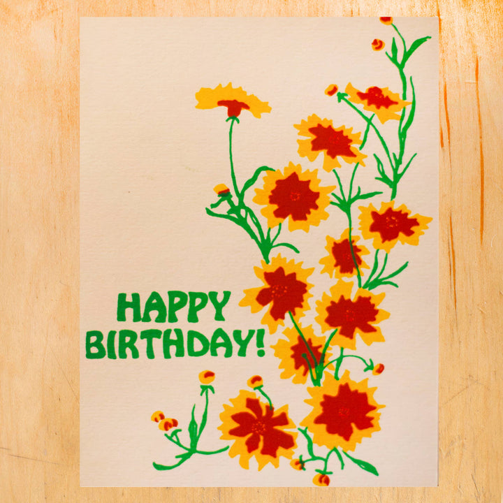 Birthday Coreopsis Flower Greeting Card