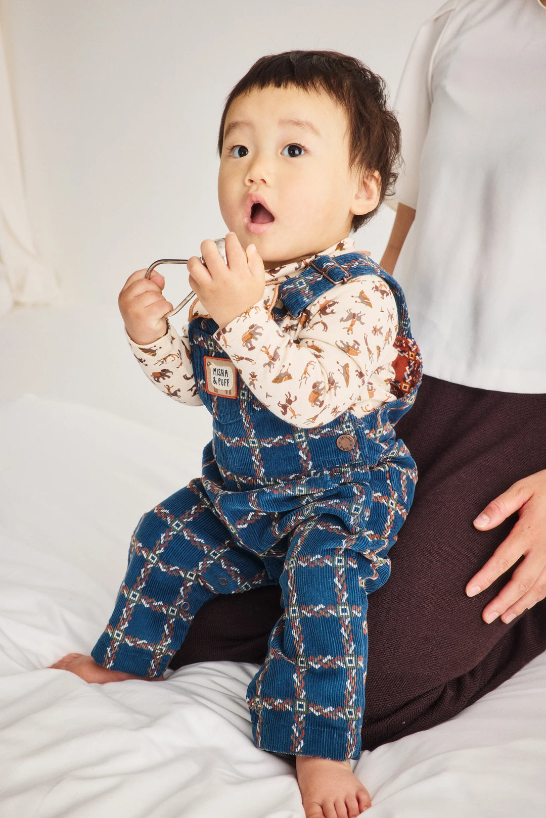 Baby Corduroy Carpenter Overalls - Marine Blue Portico