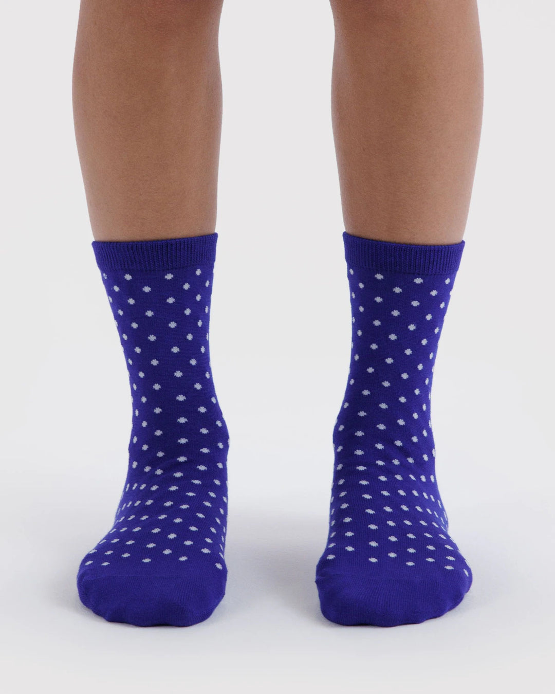 Crew Sock - Micro Blue and White Polka Dot