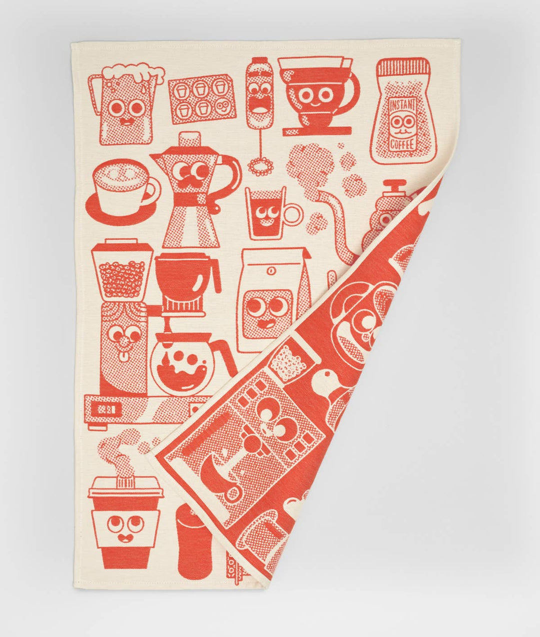 Coffee Time Tea Towel Red/Beige