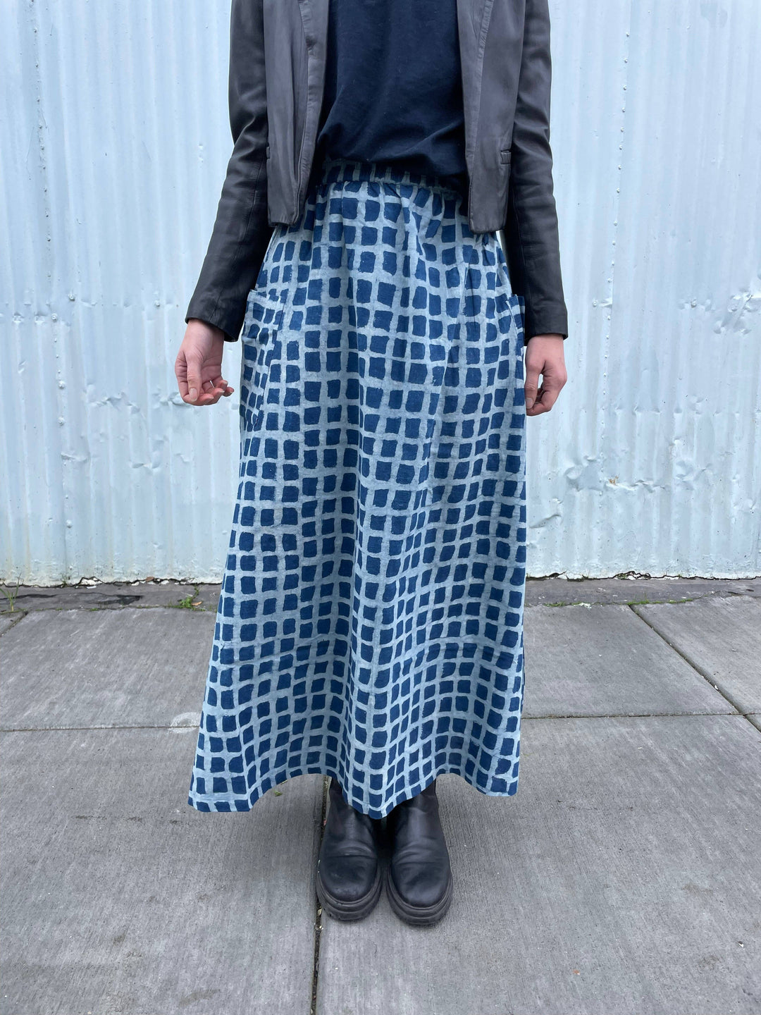 Tilda Skirt Indigo Big Squares