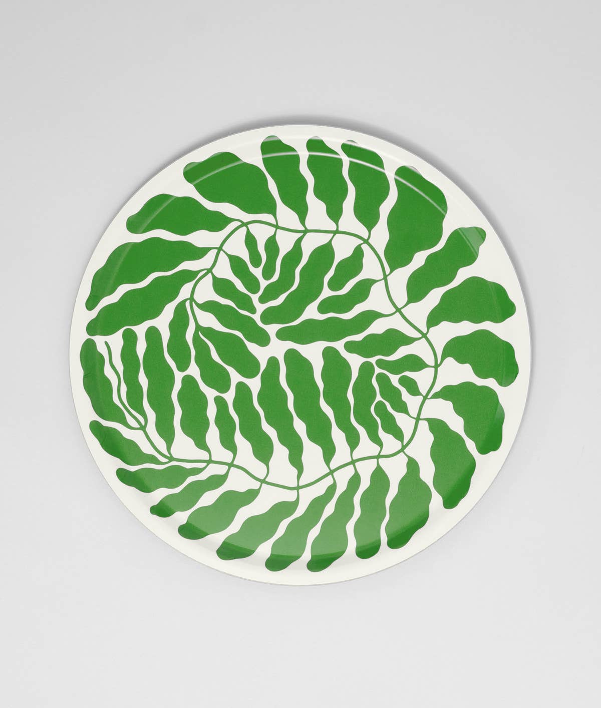 Spring Green Leaves Large Round Serving Tray
