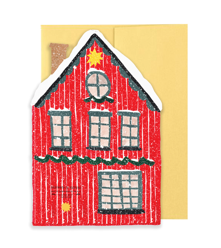 Red Cottage Die Cut Card