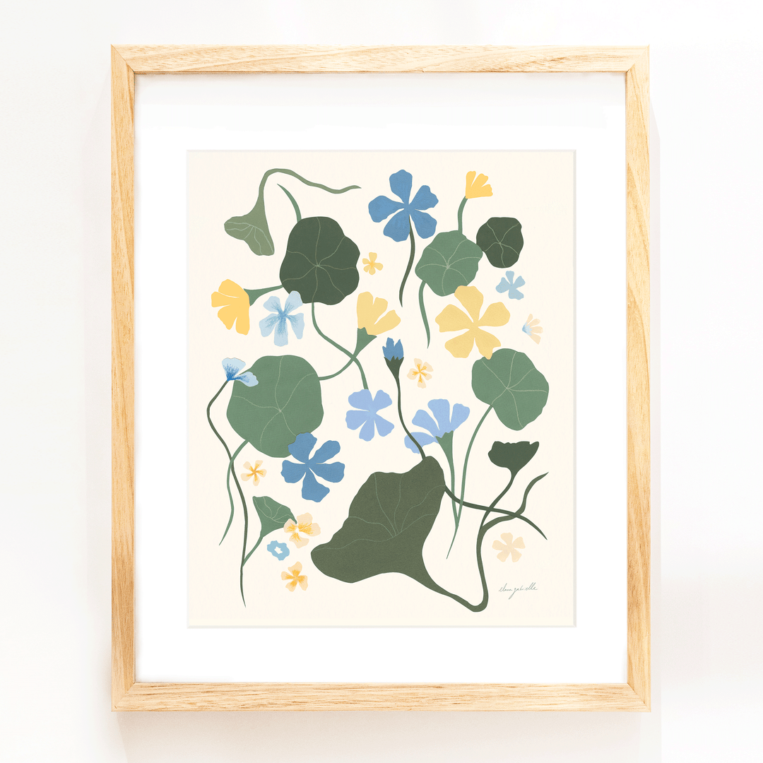 Blue Nasturtiums Print - 8x10