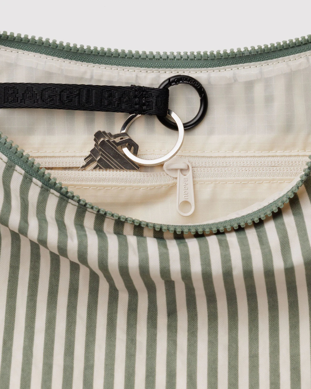 Medium Crescent Bag - Sage Stripe