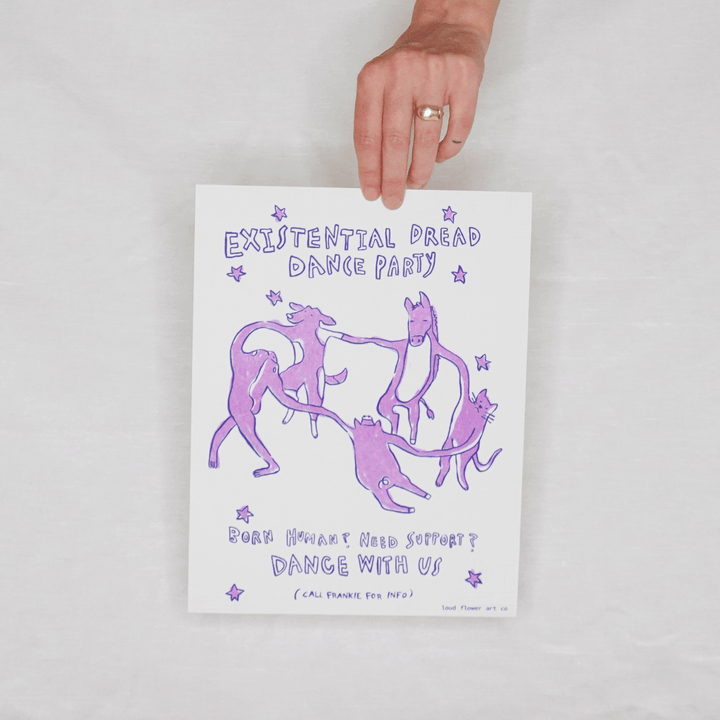 Existential Dread Dance Party Risograph Poster
