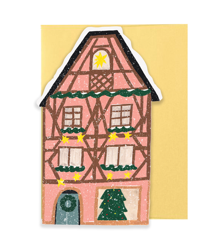 Pink Cottage Die Cut Card