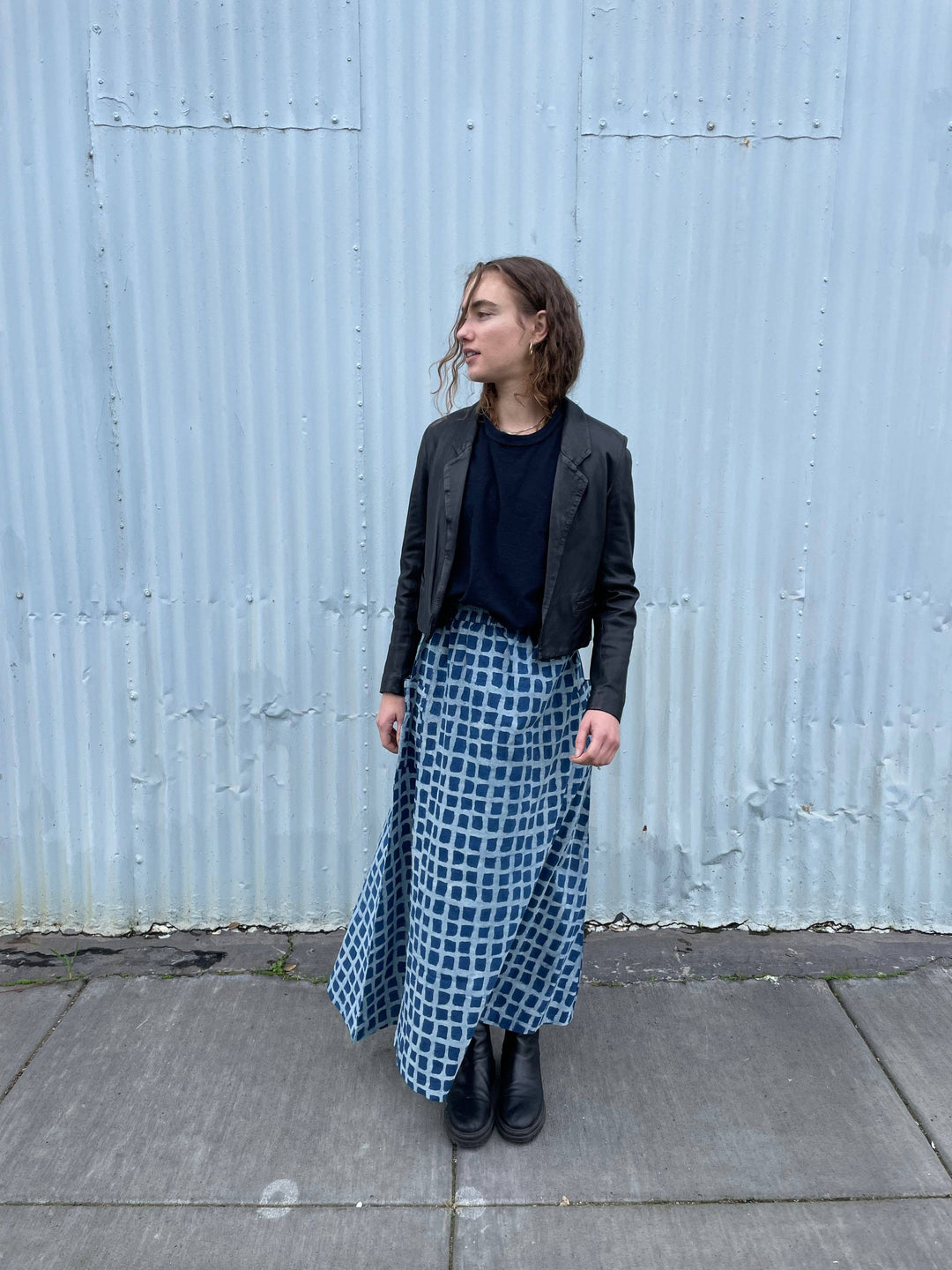 Tilda Skirt Indigo Big Squares