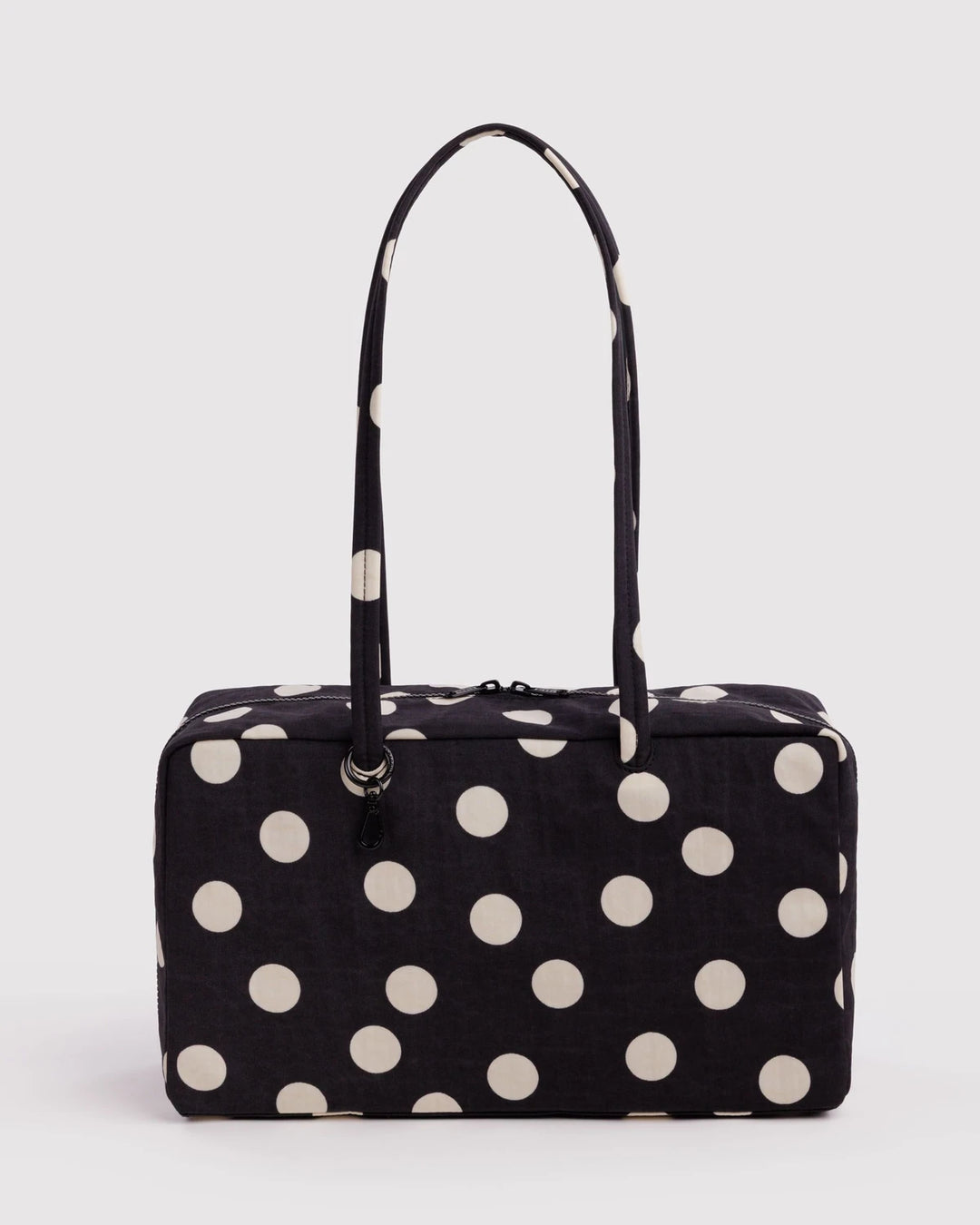 Medium Bowler Bag - Black and Cream Polka Dot