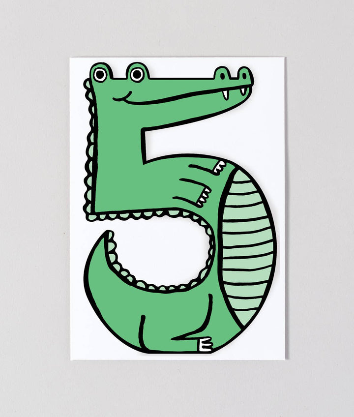 Croc 5th Birthday Kid's Birthday Number Card