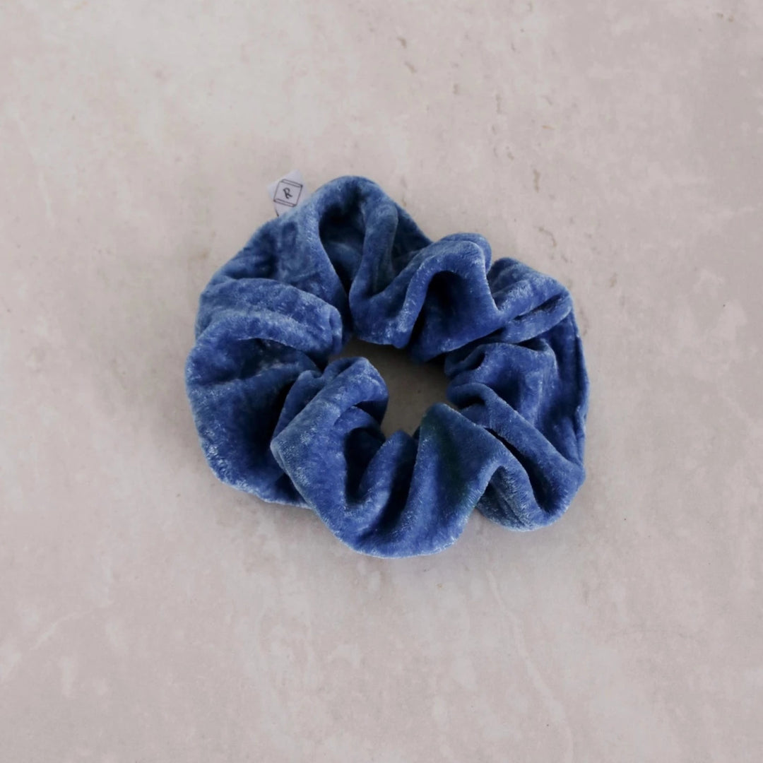 Indigo Silk Velvet Plant Dyed Scrunchie