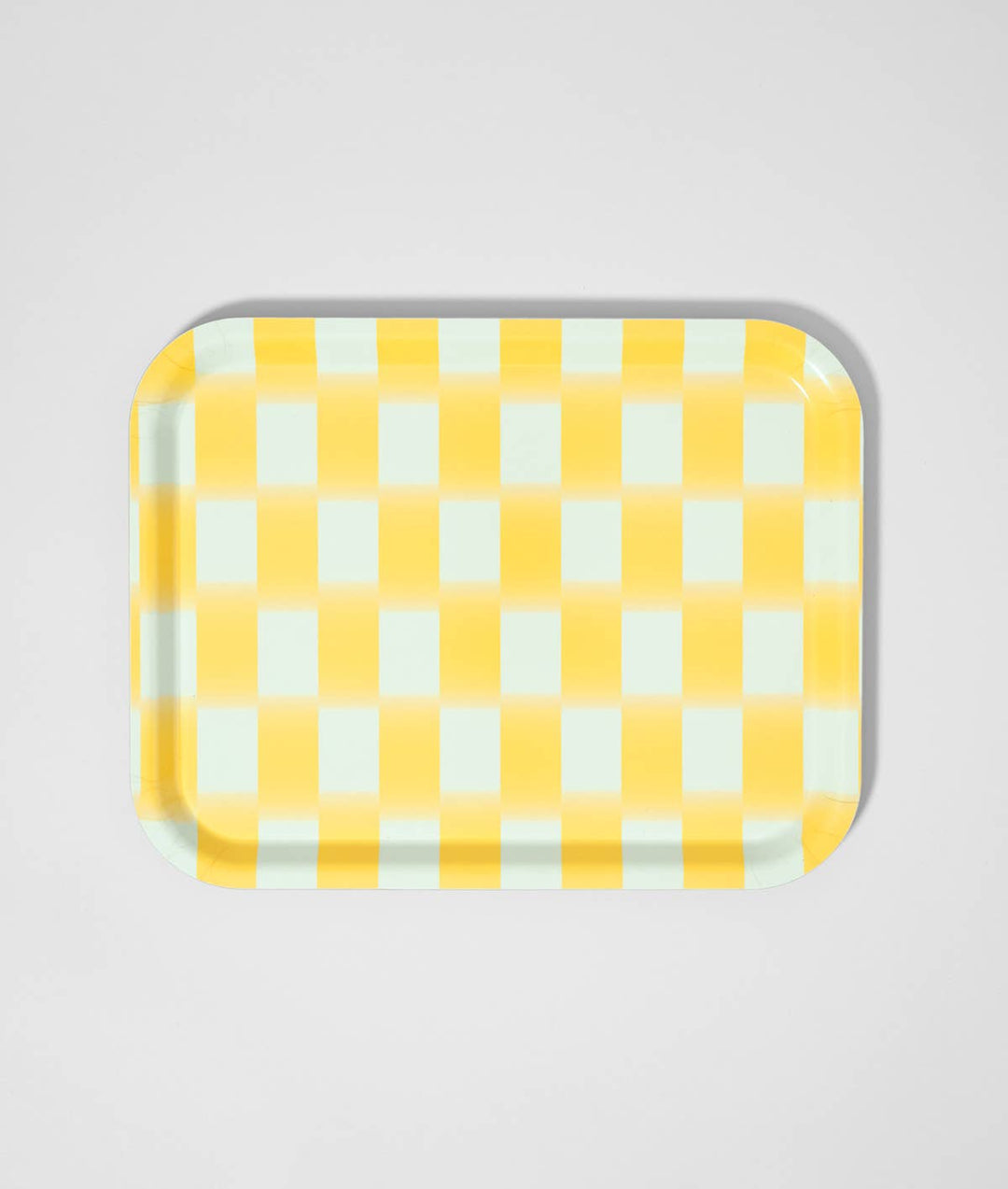 Yellow Gradient Check Rectangle Birch Serving Tray