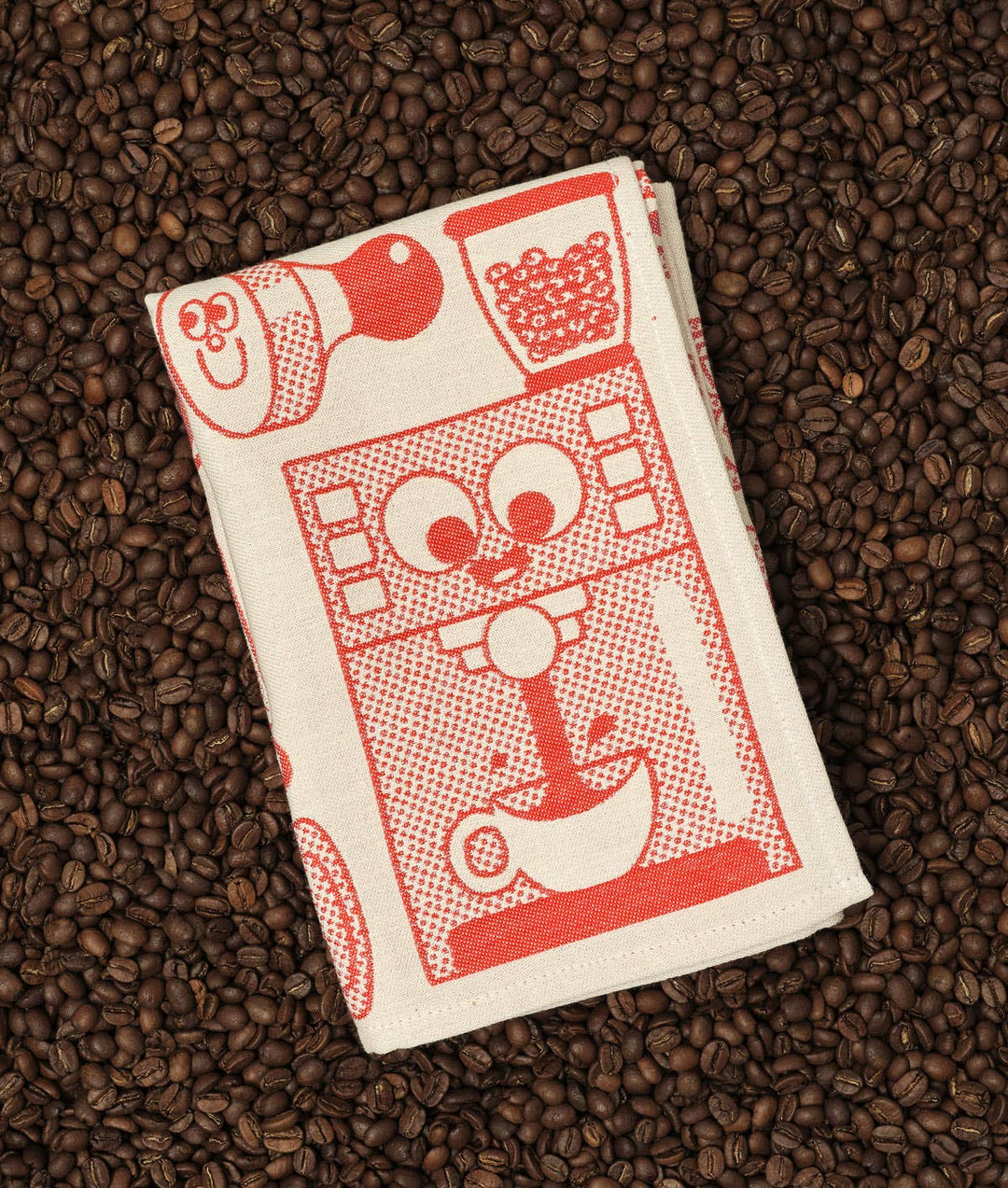 Coffee Time Tea Towel Red/Beige
