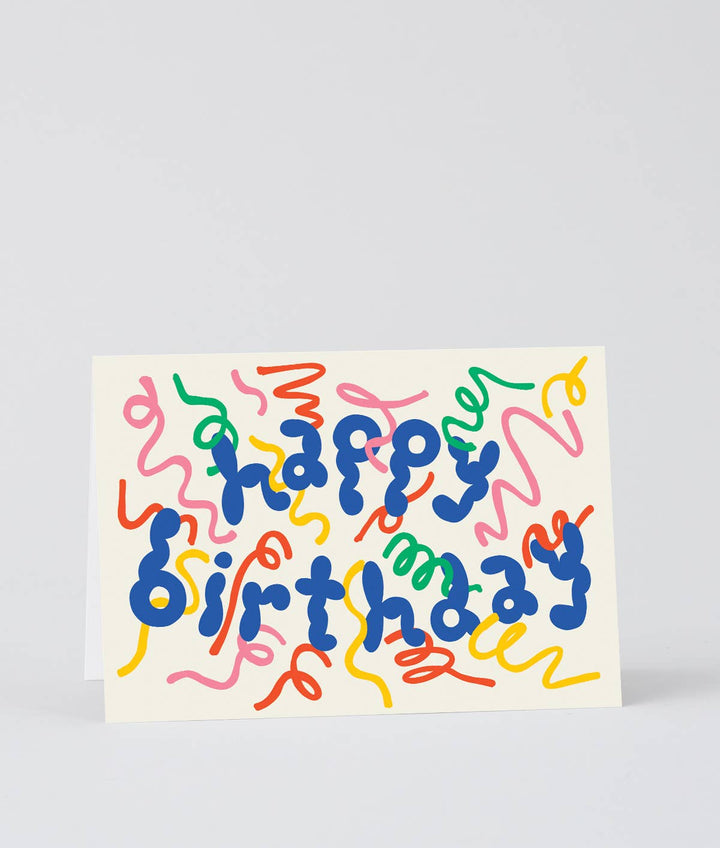 Happy Birthday Streamers' Embossed Greetings Card