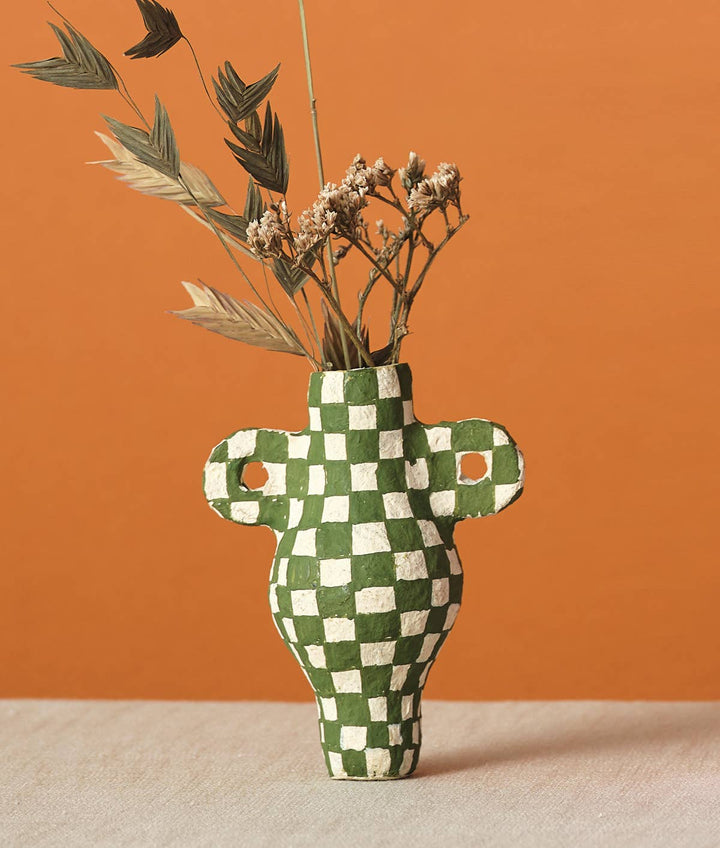 Onsen Check Moss Green Mini Vase Hanging Ornament