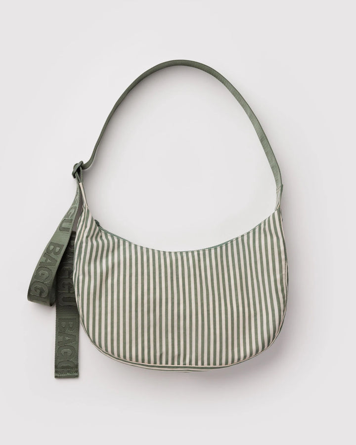 Medium Crescent Bag - Sage Stripe