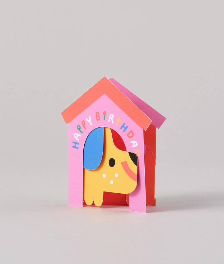 Dog In House Fold Out Kid's Birthday Card