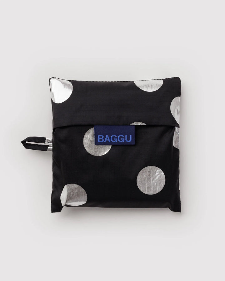 Standard Baggu - Silver Metallic Polka Dot