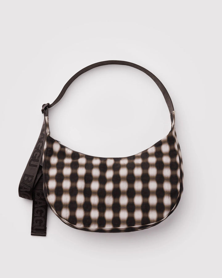 Medium Crescent Bag - Blurred Gingham Brown