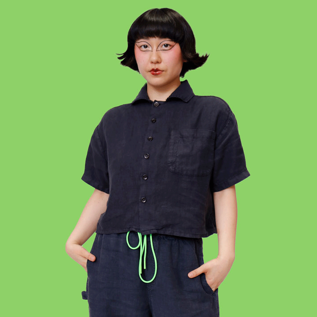 F.D.A Black Sesame Linen Work Shirt