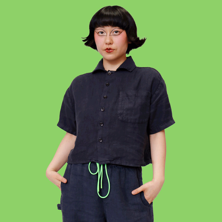 F.D.A Black Sesame Linen Work Shirt