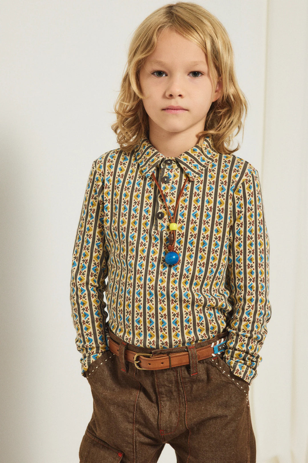 Long Sleeve Polo - Alabaster Gallup
