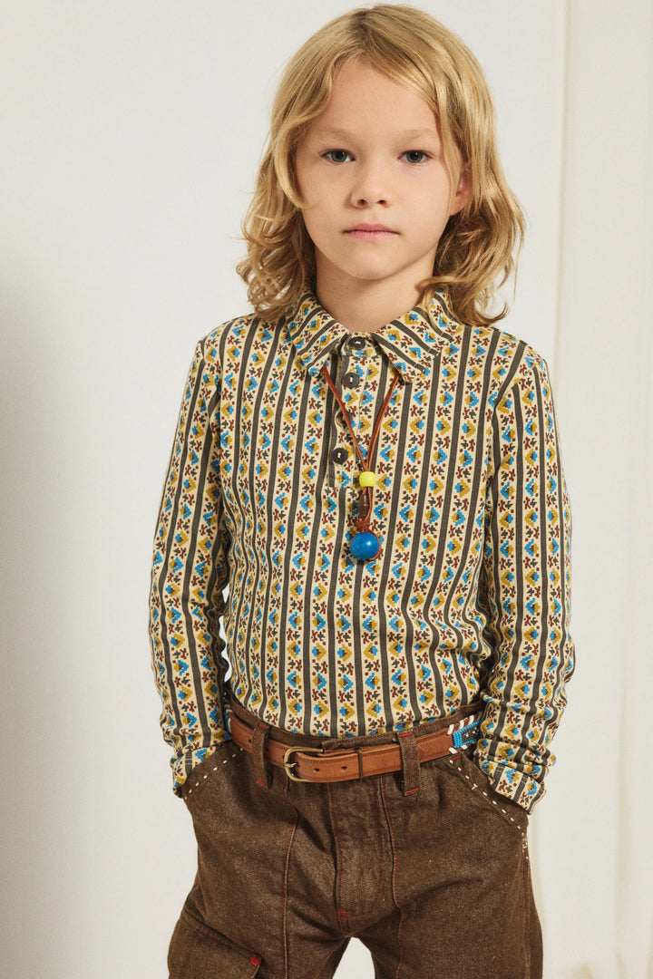 Long Sleeve Polo - Alabaster Gallup