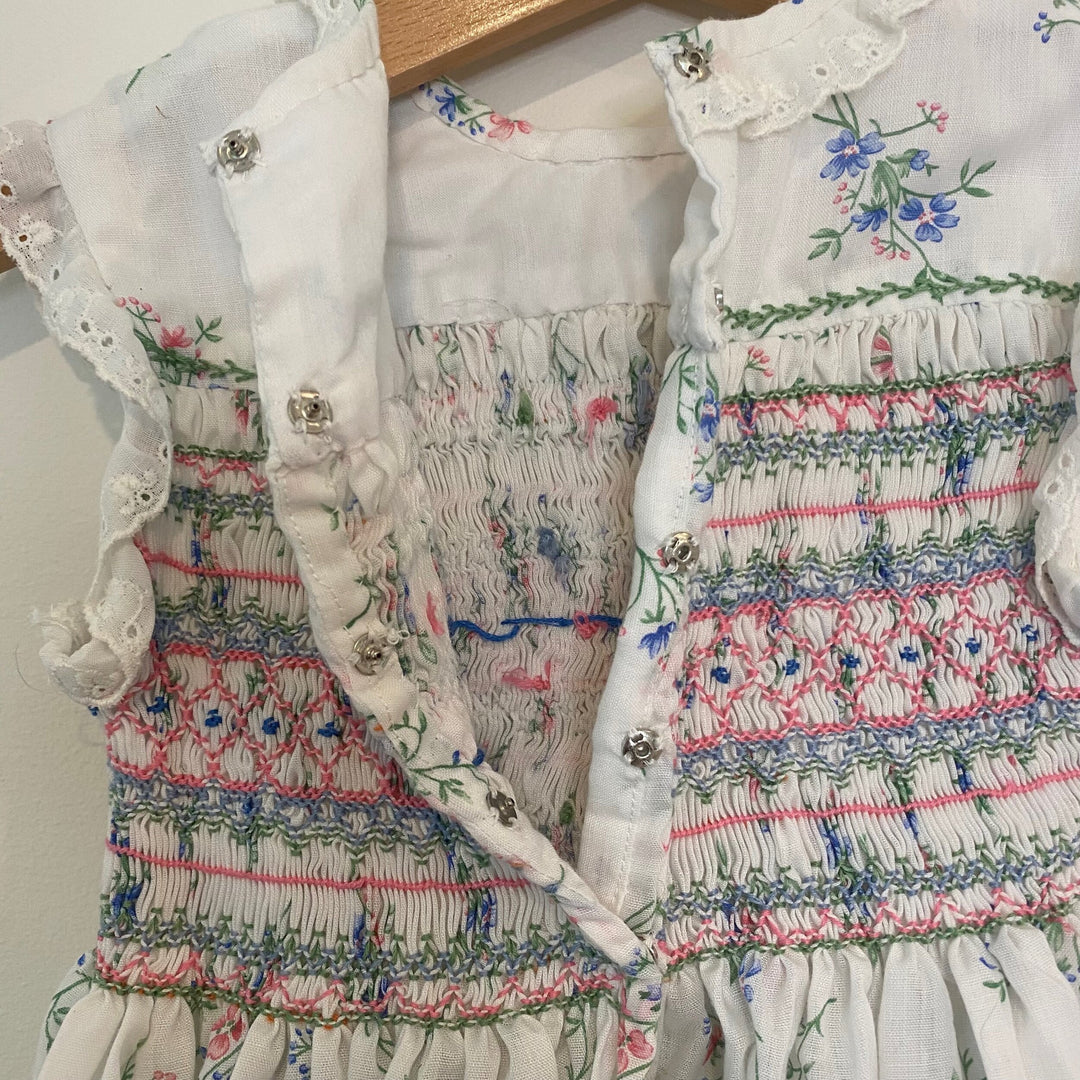 Vintage Smocked Floral Dress Sz 24 mo
