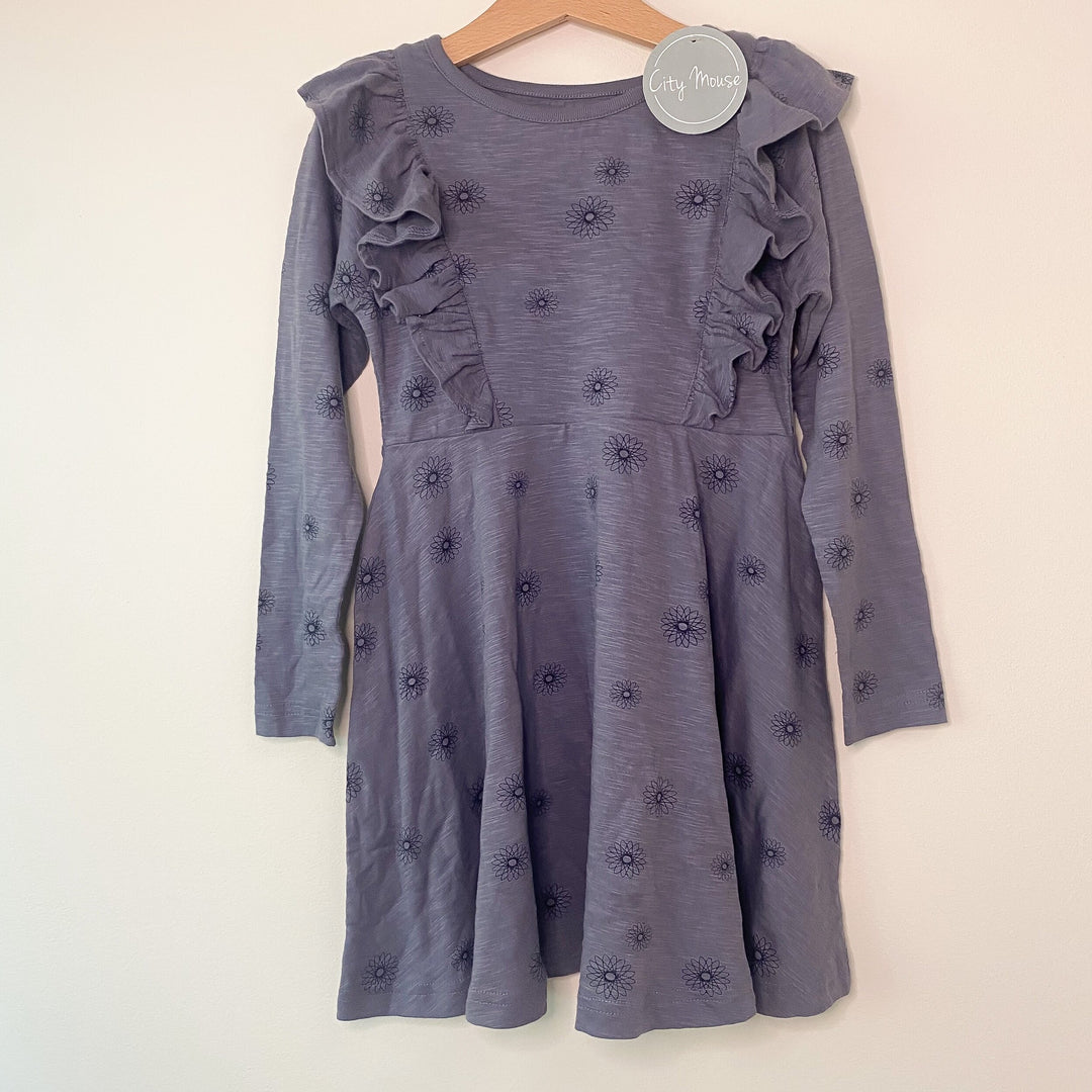 Slub spirals flutter dress in periwinkle from City Mouse. 