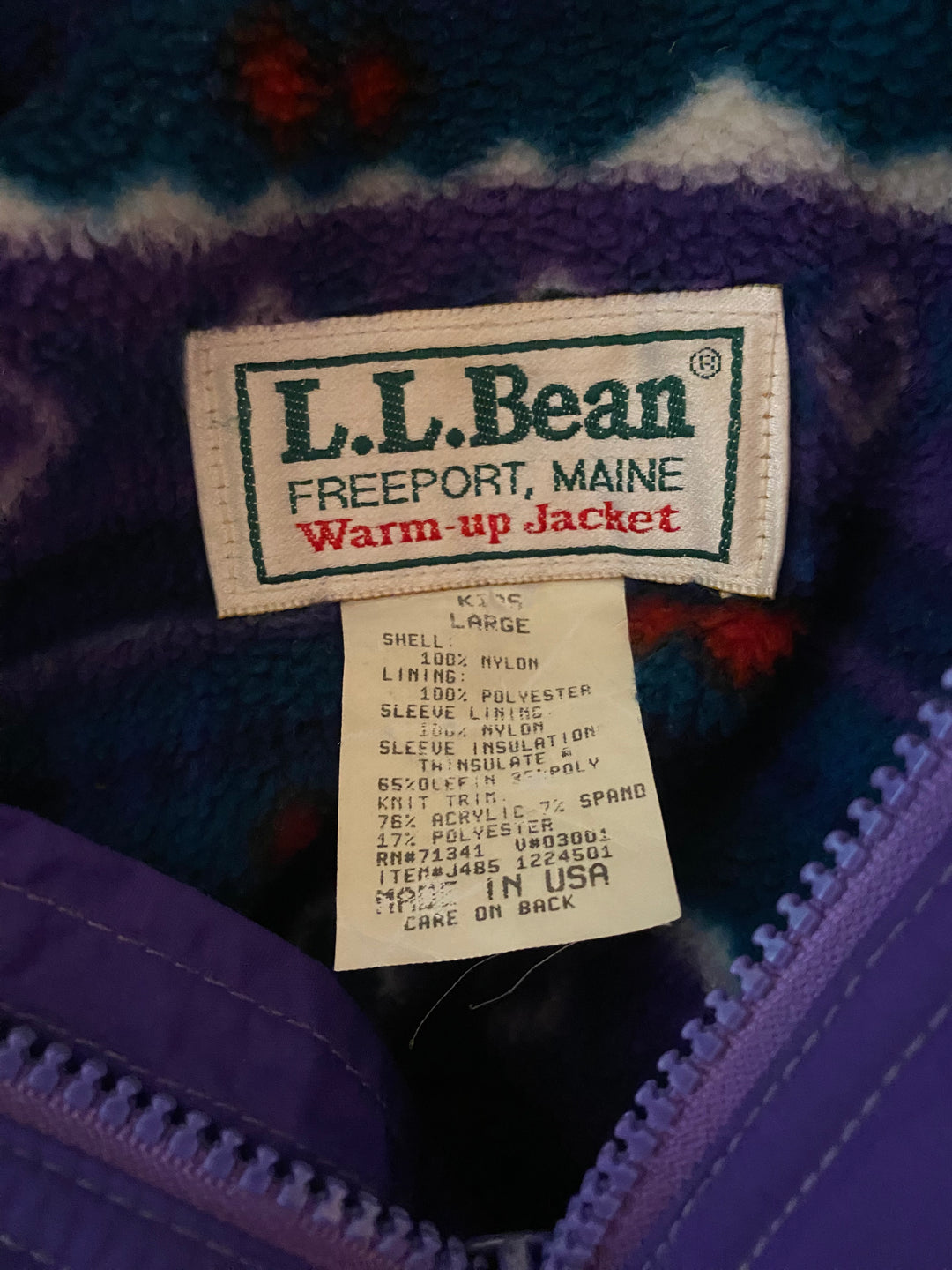 Vintage L.L. Bean Warm Up Jacket Sz Youth L