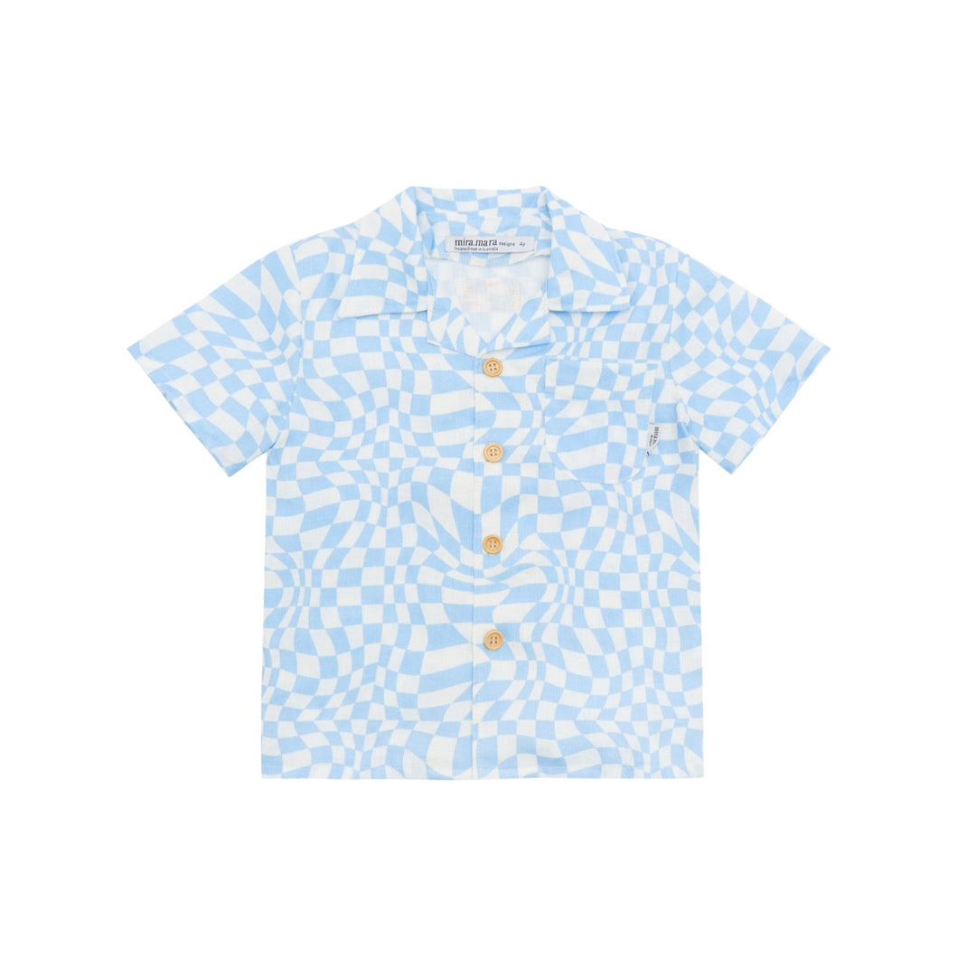 Psychedelics Checkers Linen Shirt - Blue