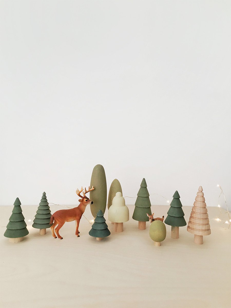 Wooden Forest Trees - Set of 10